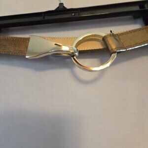 WOMENS COPPER METALLIC EXPANDABLE BELT SIZE XL 30" UP TO 44.5" LEATHER LINED